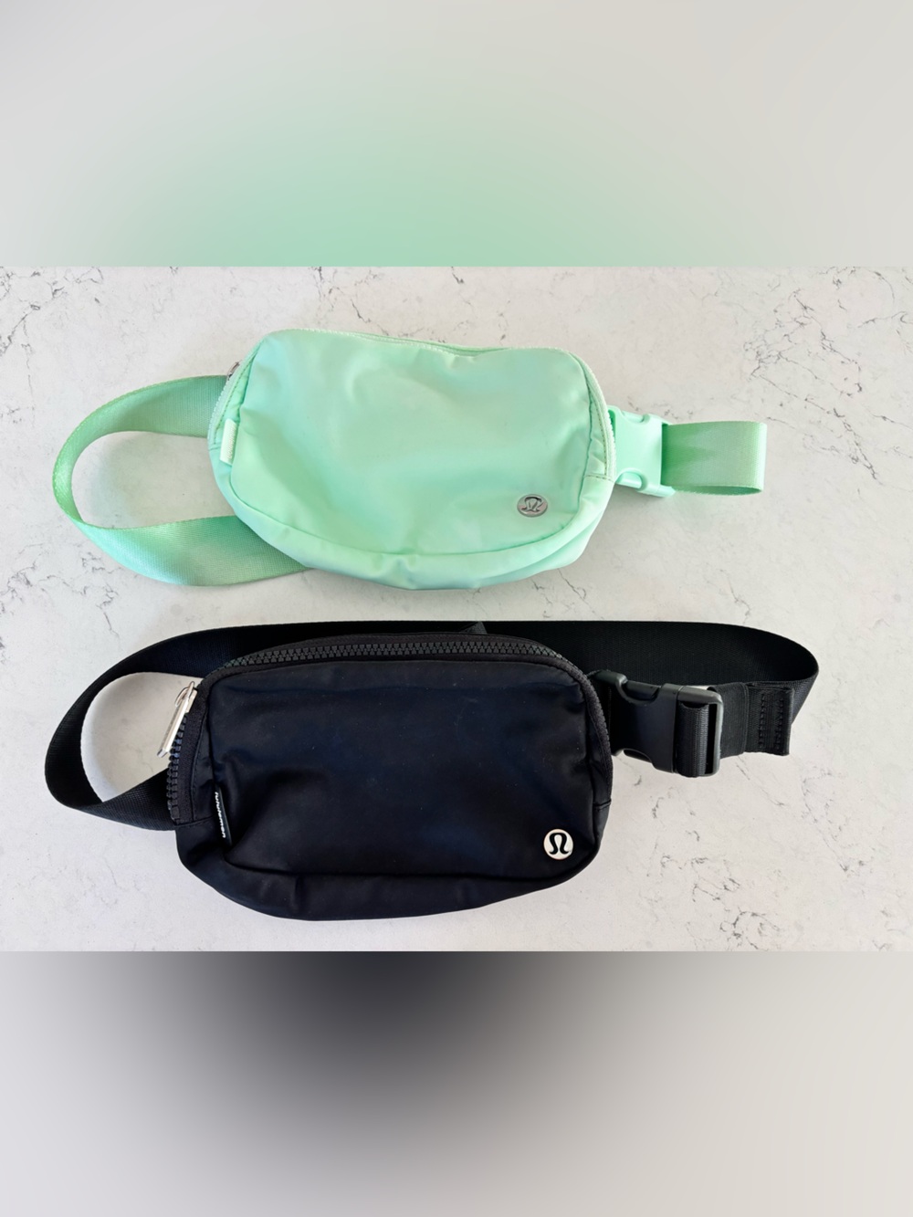 Lululemon Black & Mint Green Belt Bags